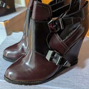 Aldo Burgundy and Black Wedge Shoes